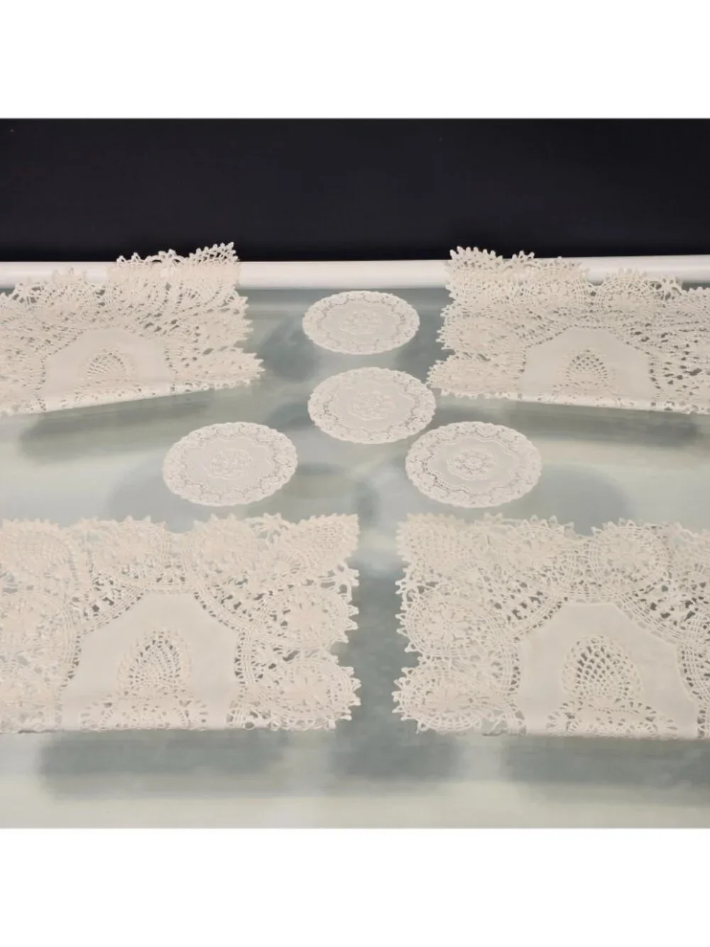 Vintage Vinyl Lace 4 Placemats And 4 Coasters French Farmhouse Aesthetic